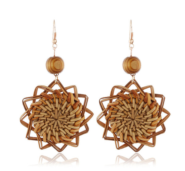 Rattan Handmade Bamboo Earrings - WOMONA.COM