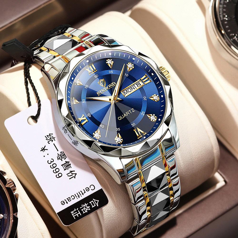 Waterproof Luminous Dual Calendar Watch Men's - WOMONA.COM