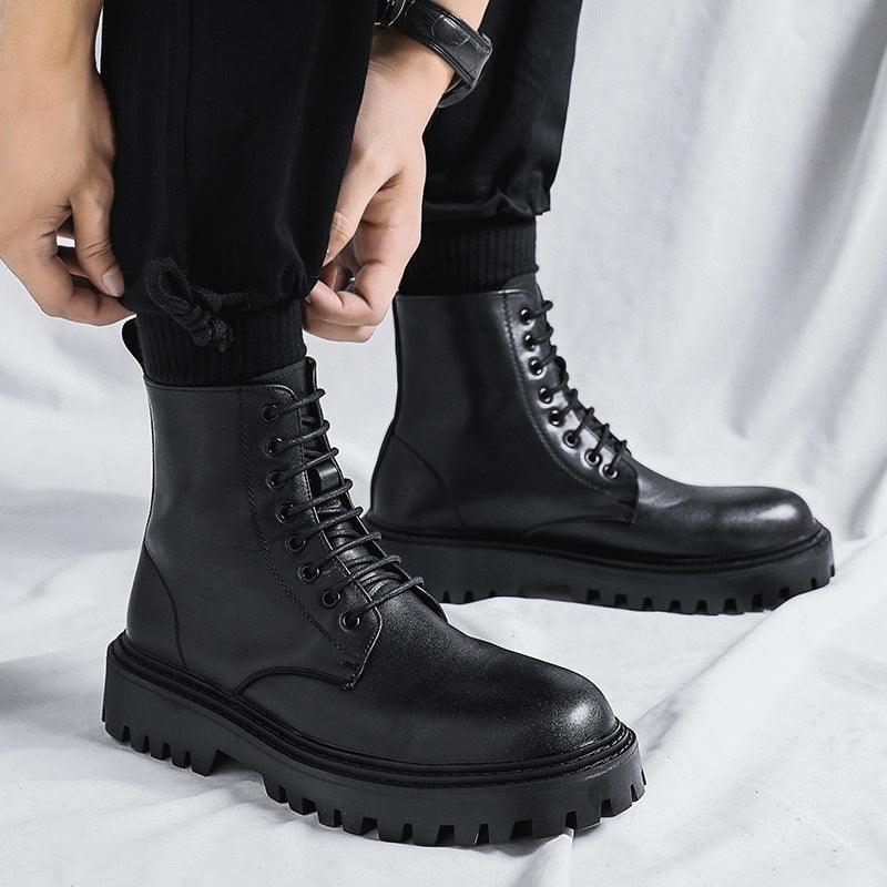 Men's Leather New High-top Boots - WOMONA.COM