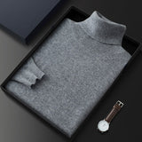 Men's High Lapel Casual Knitted Solid Color Cashmere Sweater - WOMONA.COM