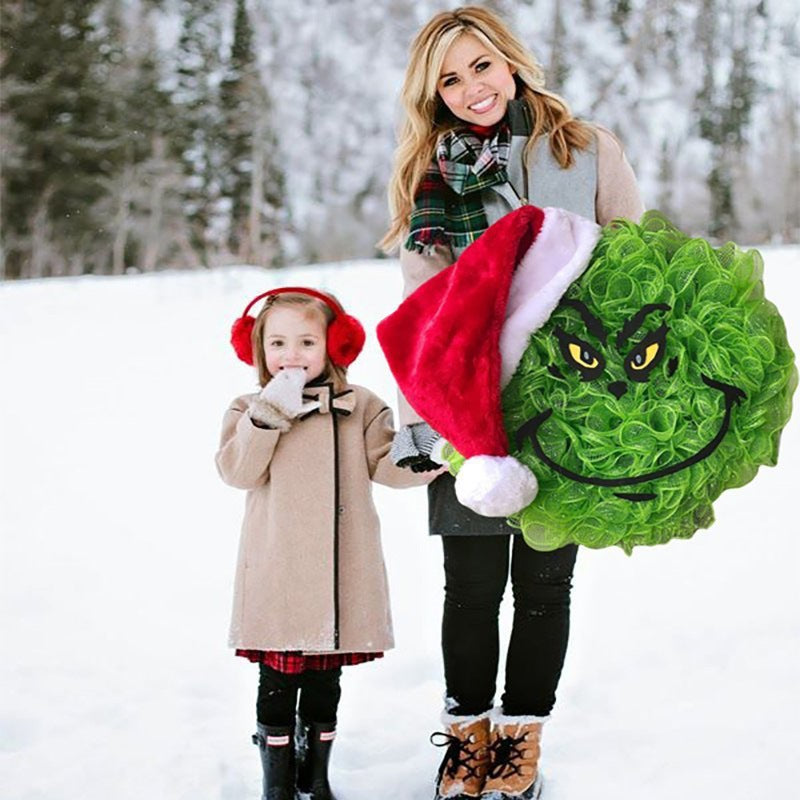 Christmas Wreath Grinch Front Door - WOMONA.COM