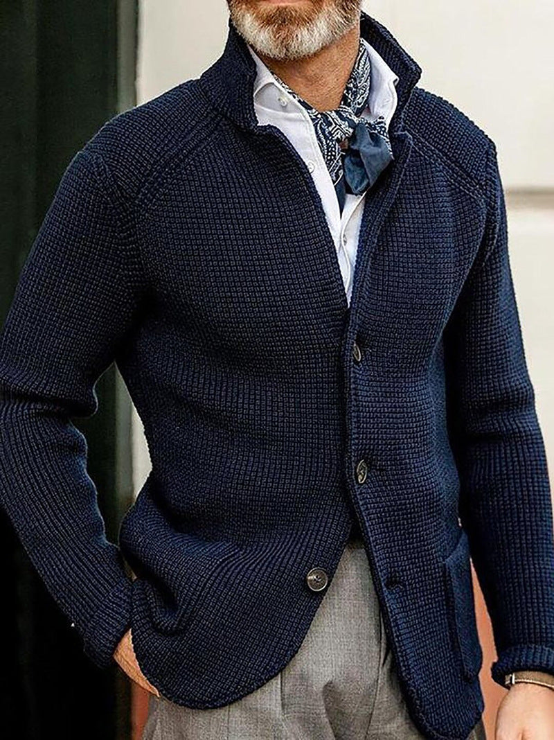 Men's stand collar knitted cardigan jacket