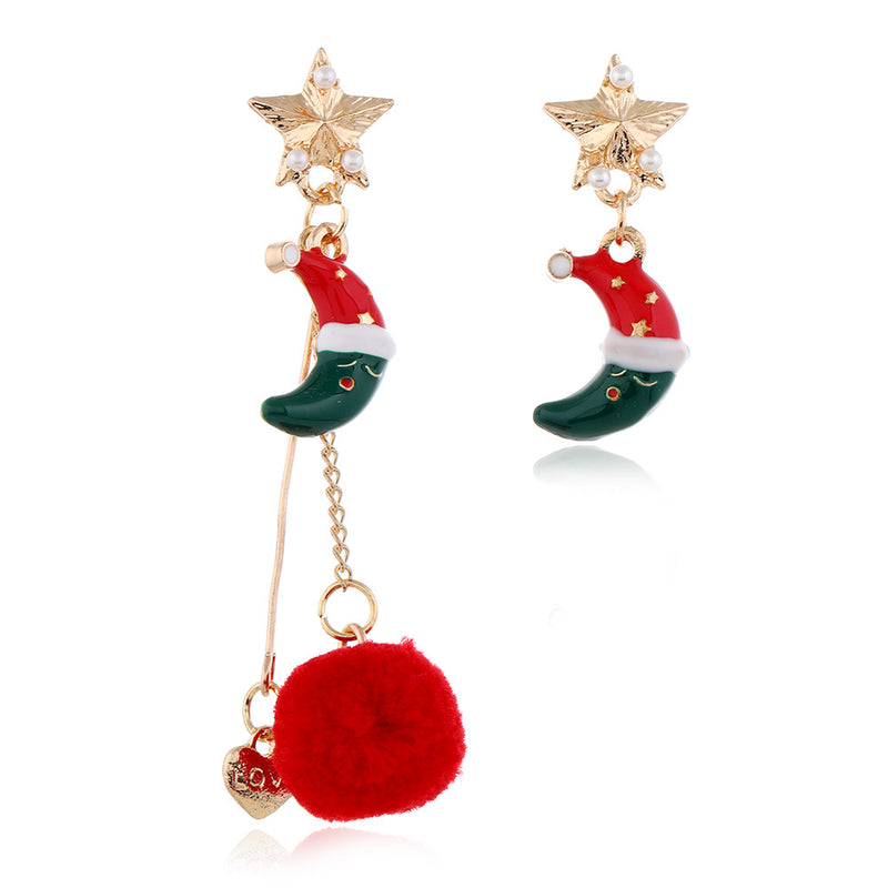 Female Asymmetrical Hair Ball Earrings - WOMONA.COM