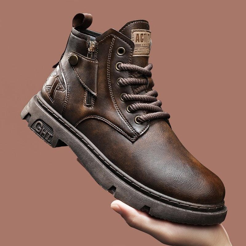 Retro British Style High Cut Martin Boots For Men - WOMONA.COM