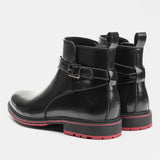 Bright Black Men Fashion Boots With Red Background - WOMONA.COM