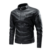 Stitching Motorcycle Retro Fashion Leather Jacket Coat - WOMONA.COM