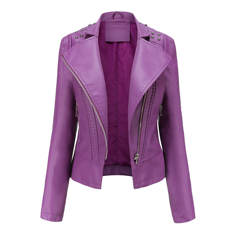 Women's Leather Jacket Slim Thin Small Coat - WOMONA.COM