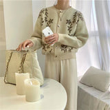 Autumn Japanese Retro Women's Jacquard Round Neck Sweater - WOMONA.COM