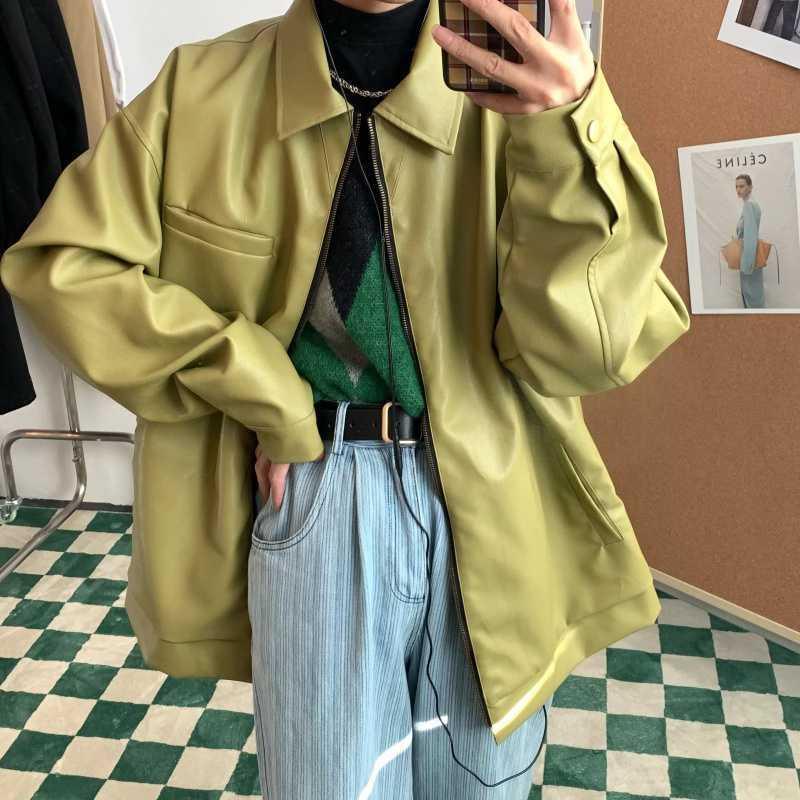 Leather Tide New Loose Type Lazy Solid Color Casual Men - WOMONA.COM