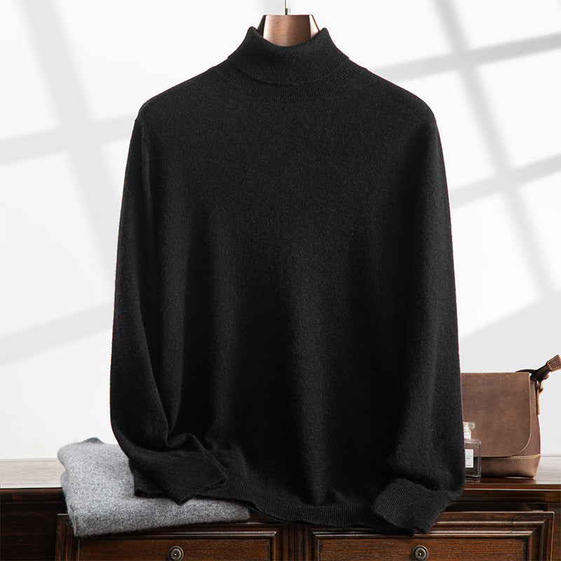 High Lapel Fall Winter Men Cashmere Casual Bottoming Shirt - WOMONA.COM