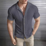 Fashion Casual Slim Top Short Sleeve Men - WOMONA.COM