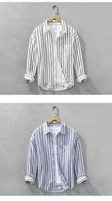 Square Collar Striped Casual Shirt