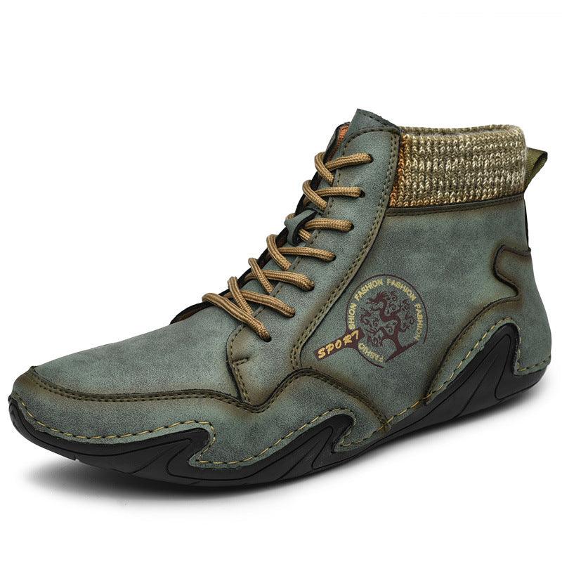 Men Ankle Boots High Top High Quality Flats Shoes - WOMONA.COM