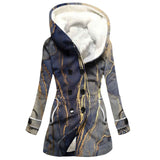 Winter Thickened Imitation Lamb Stitching Floral Hooded