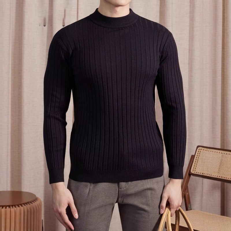 Men's Vertical-Texture Mock-Neck Sweater - product view 1