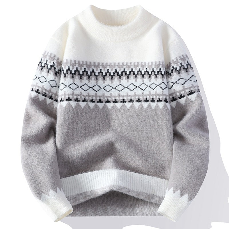 Fashion Men's Jacquard Pullover Knitted Sweater - WOMONA.COM