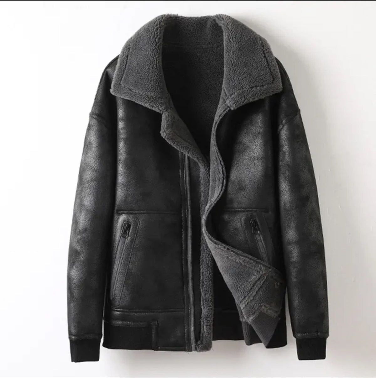 Men's fleece-lined winter jacket with patch pockets in gray and khaki – photo 6 of 7
