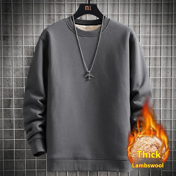 Sudadera con capucha y cuello redondo de piel de cordero cálida para hombre