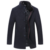 Simple Solid Color Men's Stand Collar Woolen Coat - WOMONA.COM