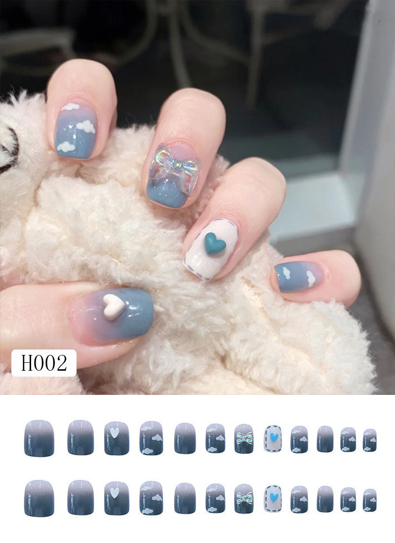 Finished Nail Manicure With Bow Knot Wearing Nails - WOMONA.COM