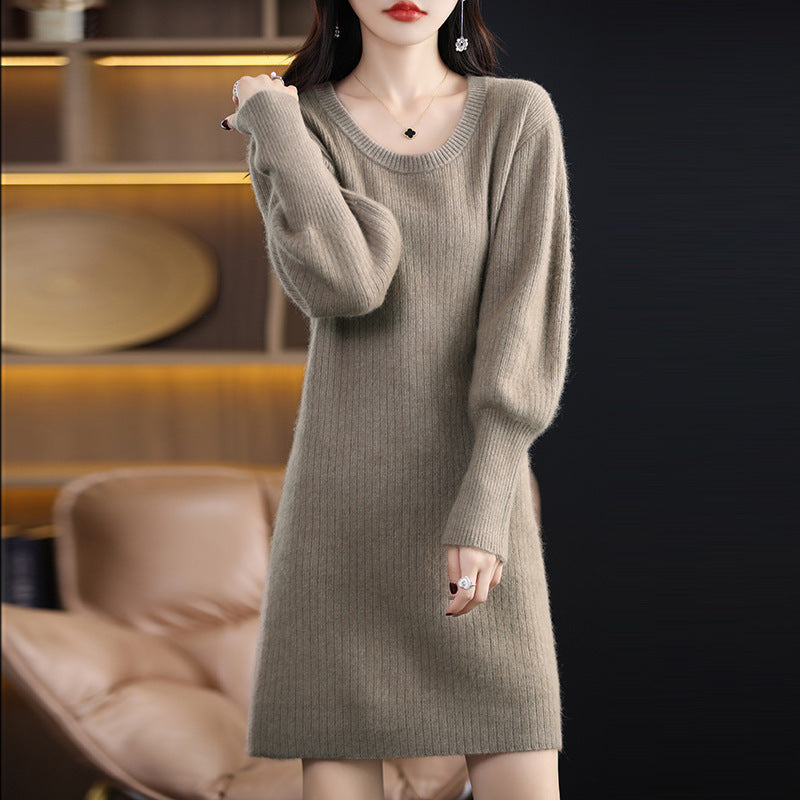 Long Sweater Woolen Skirt Top - WOMONA.COM