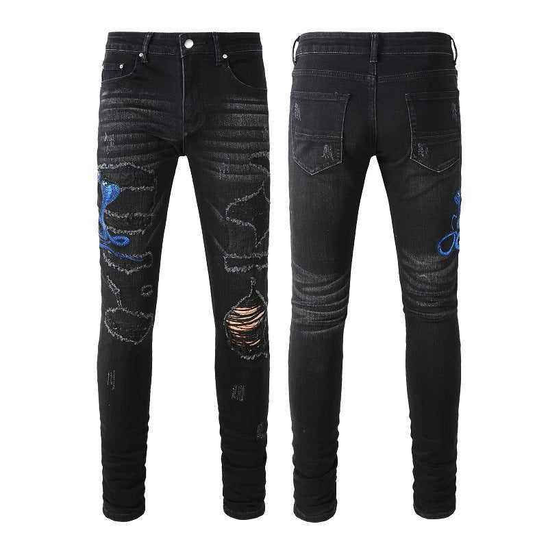 Patch Skinny Jeans For Men - WOMONA.COM