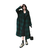 French Green Plaid Woolen Coat