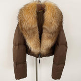 Fox Fur Collar Thick Short Down Jacket Coat