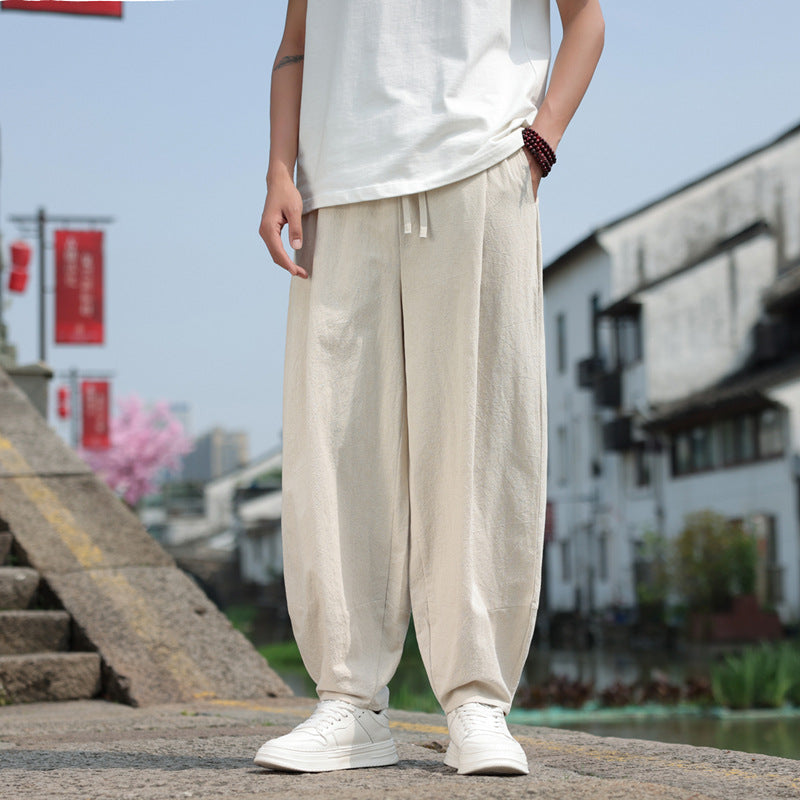 Men's harem pants, cream/off-white, loose baggy fit with side pockets