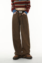 Retro Brown Jeans For Women - WOMONA.COM