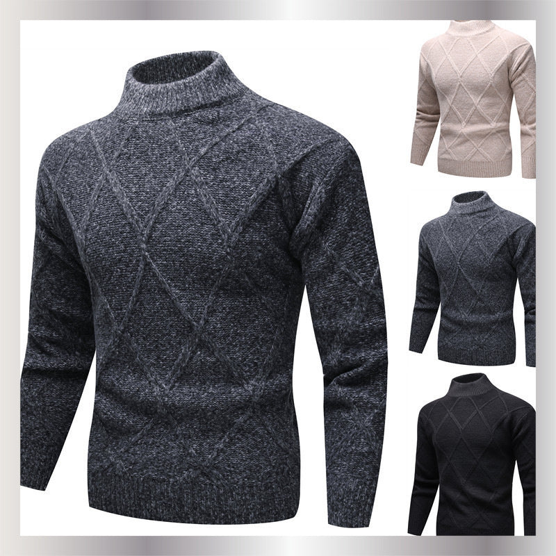 Half Turtleneck Men's Trendy Pattern Long Sleeve Sweater - WOMONA.COM