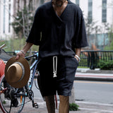 Men's Casual Loose Jacquard Knitwear Shorts Suit - WOMONA.COM