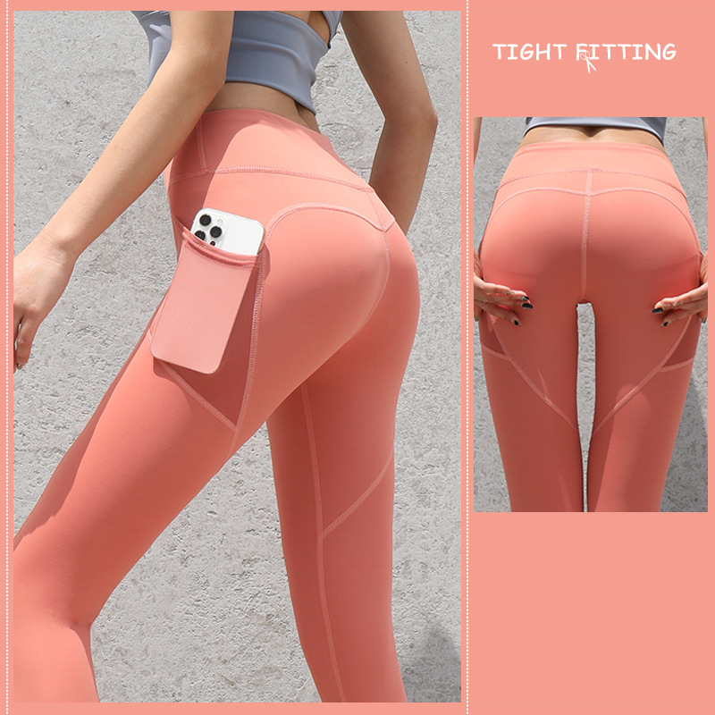 Gym Sport Seamless Leggings With Pockets Push Up High Waist Pants - WOMONA.COM