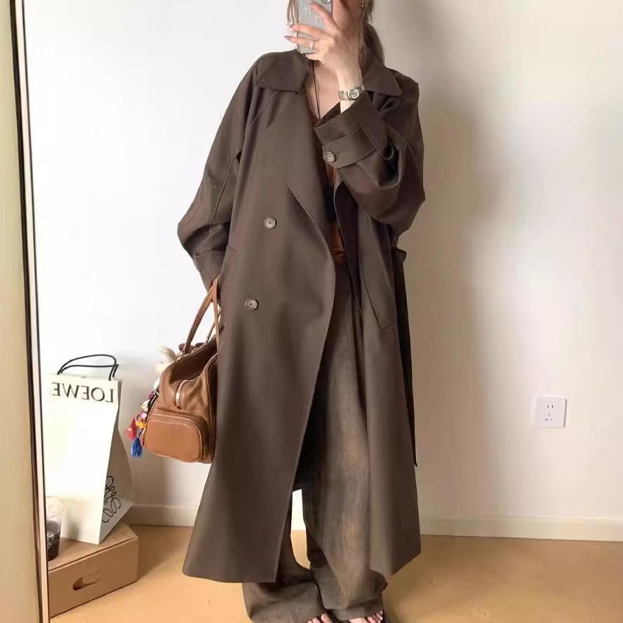 Women's Wide-Cut Raglan-Sleeve Long Trench Coat
