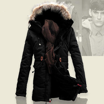 Men's hooded padded winter coat with plush liner