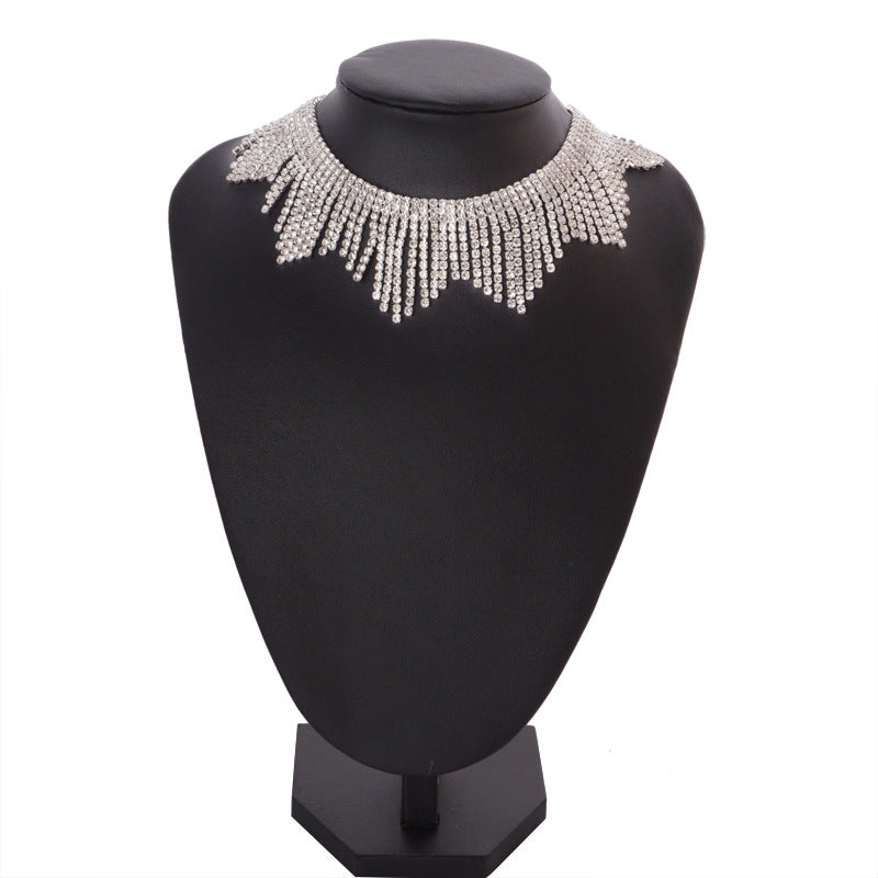 Tassel Diamond Necklace Alloy Necklace - WOMONA.COM