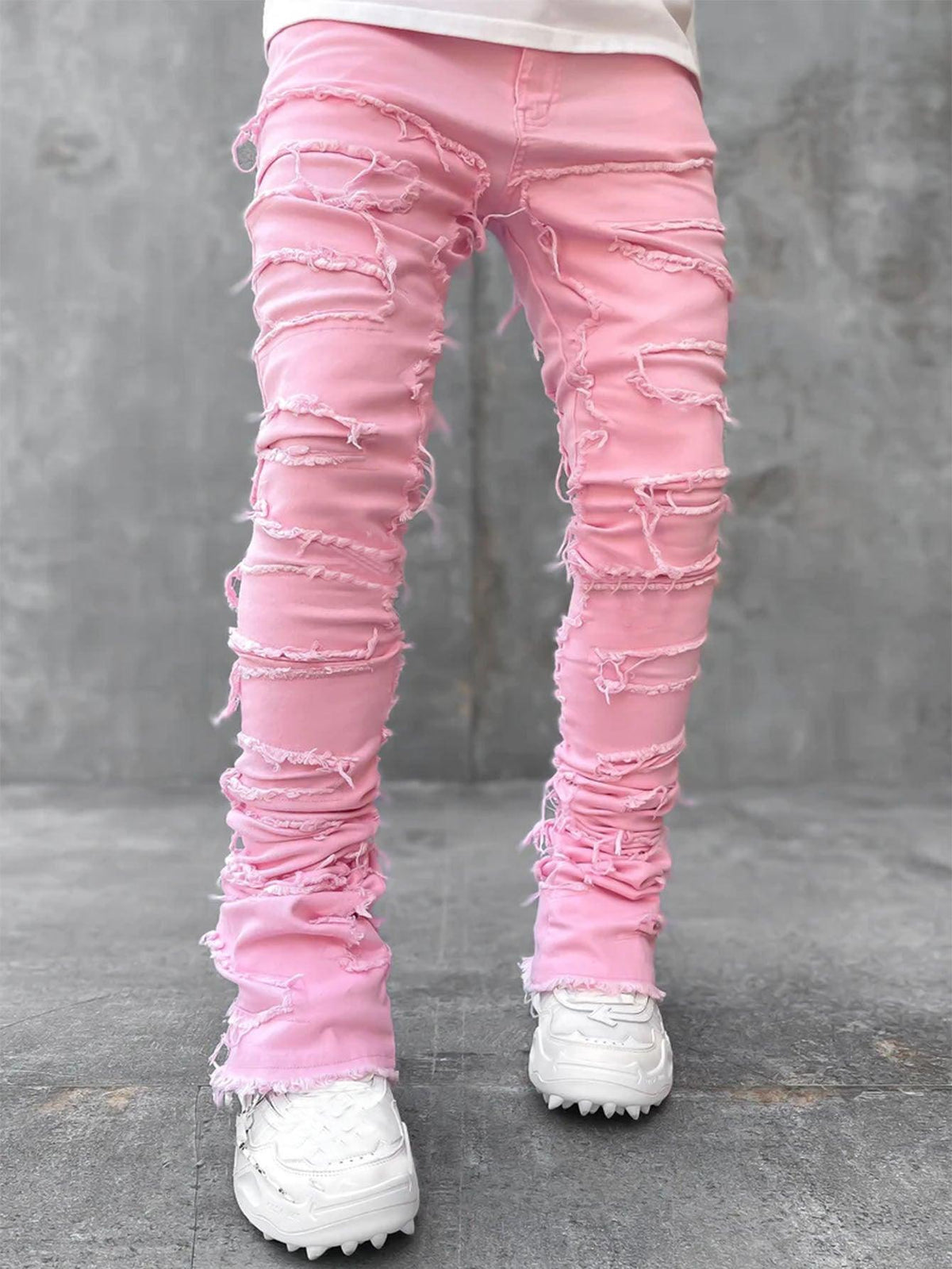 Men Trousers Individual Patched Pants - WOMONA.COM