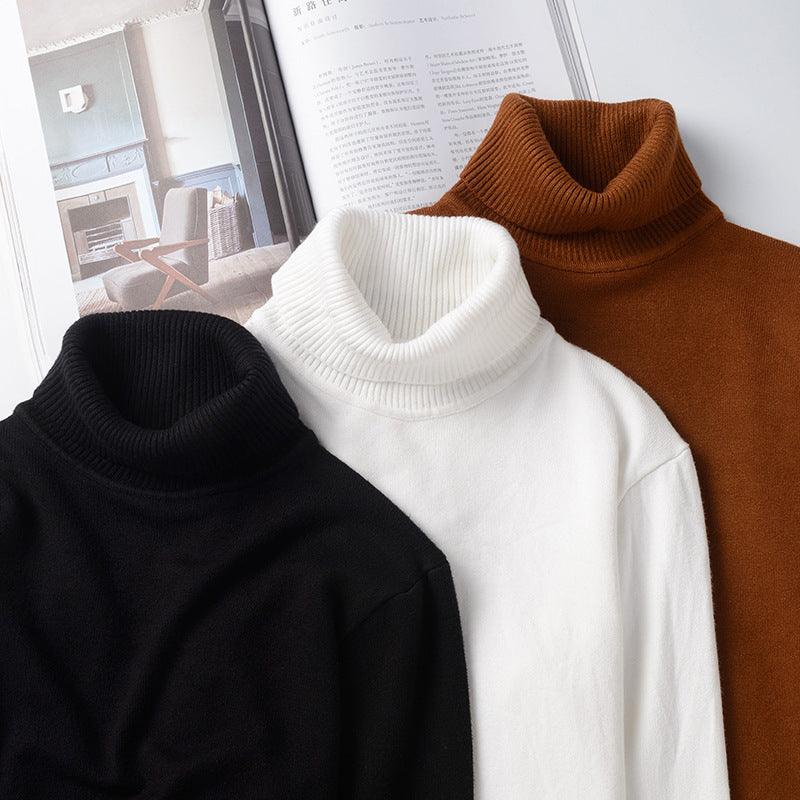 Men's turtleneck sweater set: black and white knit, ribbed collar and cuffs.