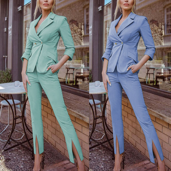 Women's Slim Fit Waist Small Suit Outfit - WOMONA.COM