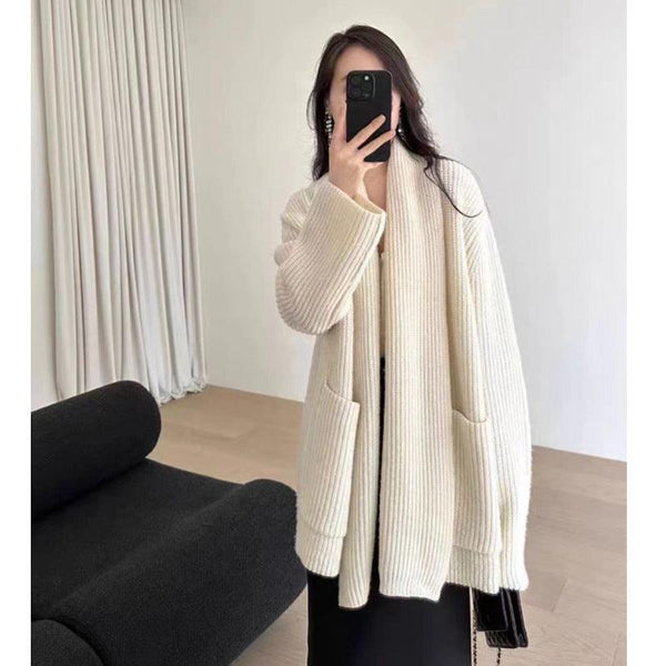 Elegant Mid-length Sweater Coat For Women