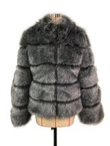 Fox Fur Slimming Stand Collar Splicing Coat - WOMONA.COM