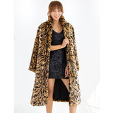 Plus Size Leopard Fur Coat Long Faux Mink Fleece