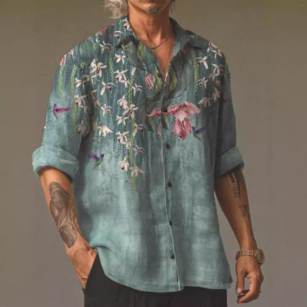 3D Digital Printing Men's Long-sleeved Shirt - WOMONA.COM