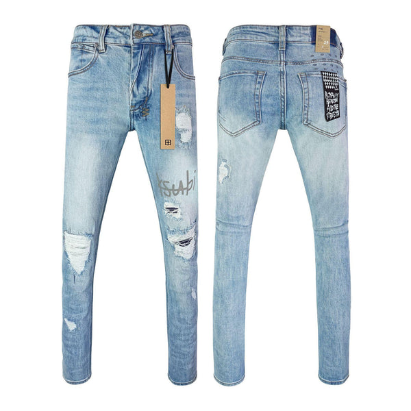 Gerade zerrissene Stretch-Jeans für amerikanische High Street-Casual-Herren