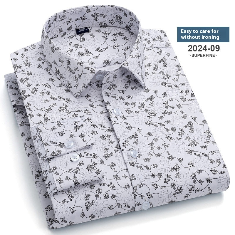 Camisa de manga larga para jóvenes con estampado floral de moda de primavera y otoño para hombres