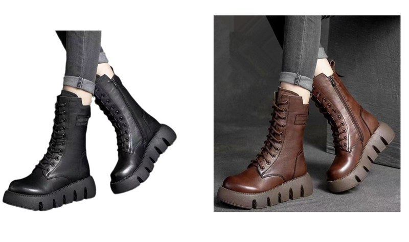 Retro Boots For Women Lace-up Shoes Autumn And Winter - WOMONA.COM