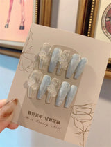 Premium Feel Wearable Nails Soft Macchiato Blue Ice - WOMONA.COM