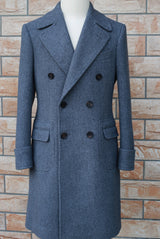 Men's Wool Double Breasted Polo Coat - WOMONA.COM