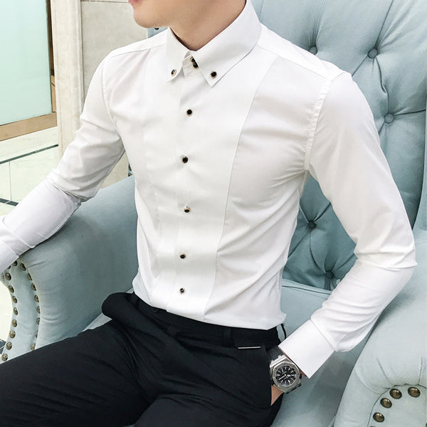 Slim Korean Business Casual Youth White Shirt