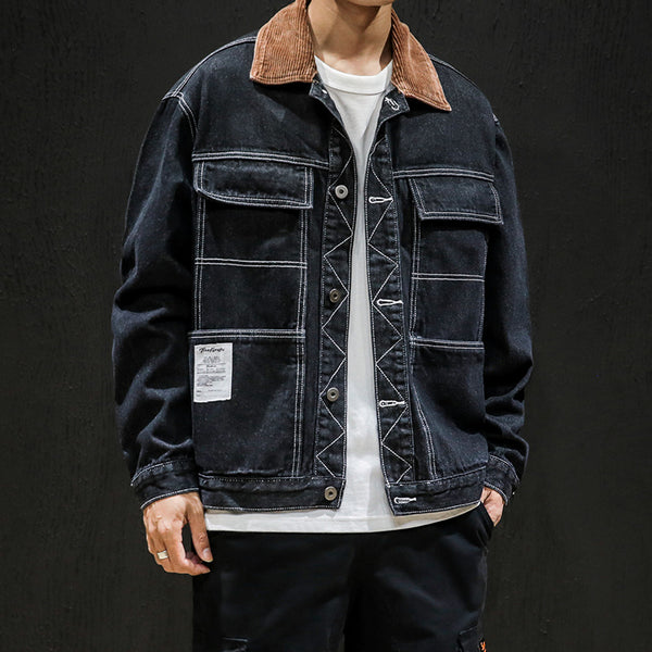 Men Balck Denim Jackets - WOMONA.COM